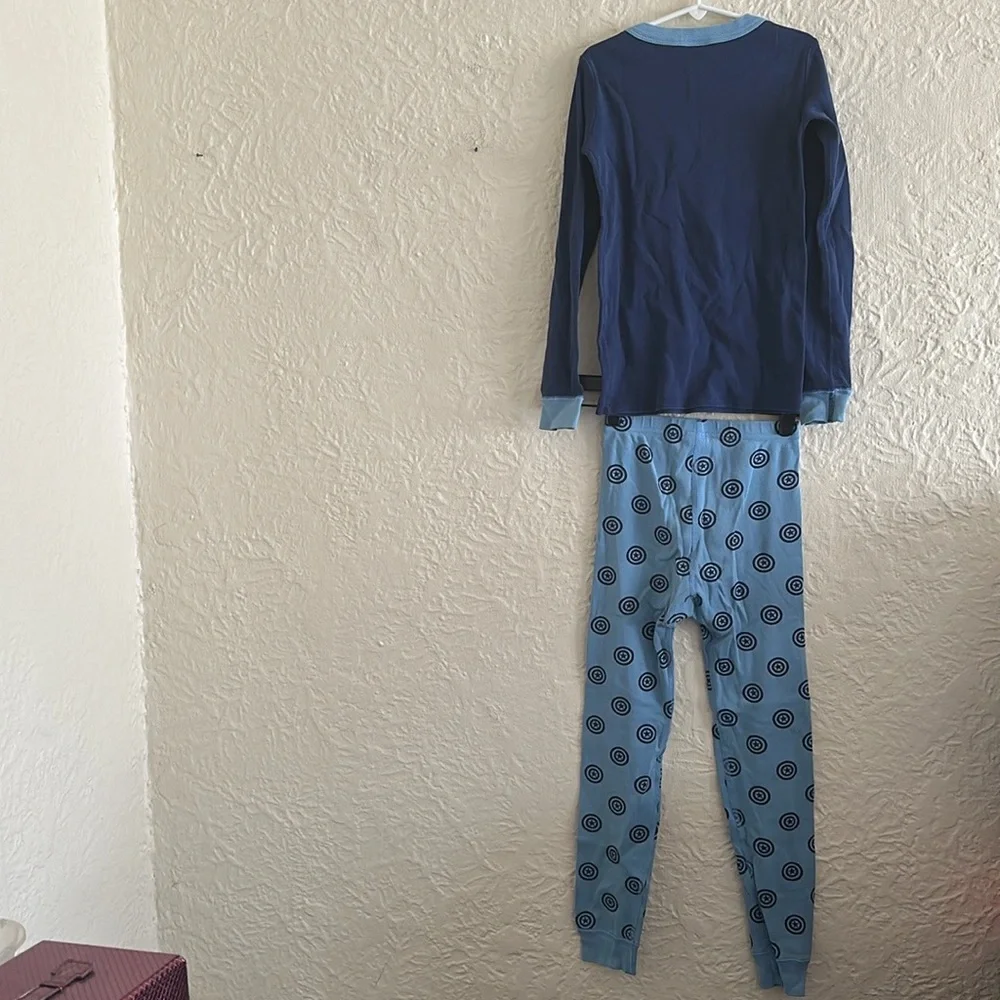 Hanna Andersson x Marvel MCU Captain America Blue Metallic Gold Pajamas Set 8